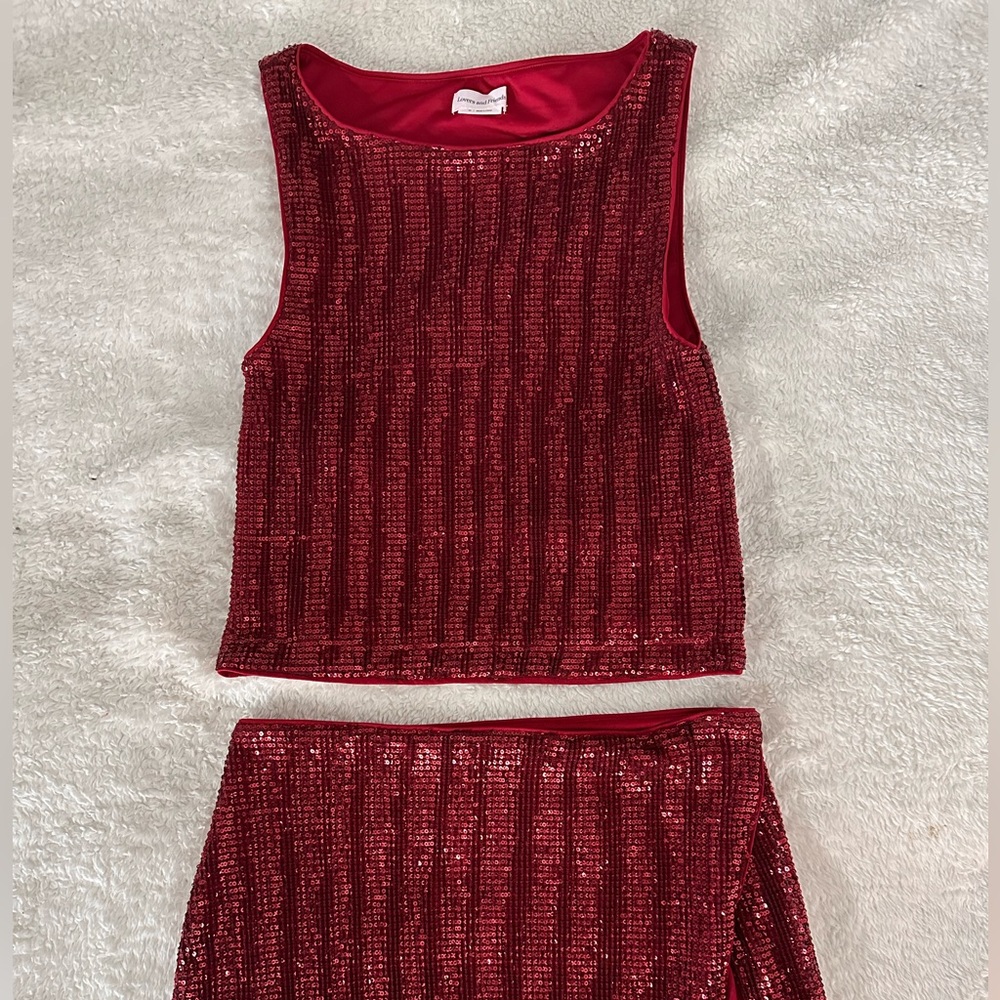 Lovers + Friends Red Sequin Top